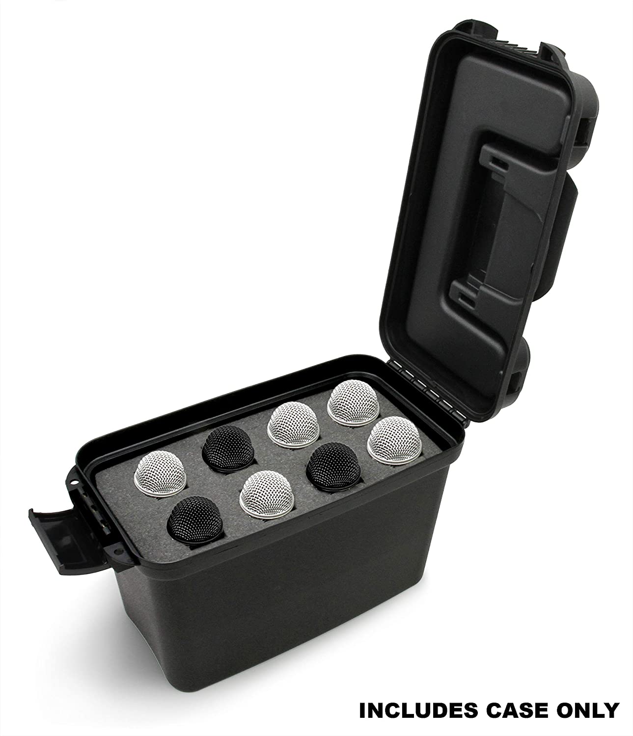 CASEMATIX Hard Shell 8 Microphone Case - Protective Storage for Wired 8 inch XLR Dynamic Cardioid Vocal Mics - Compatible with Shure, Sennheiser, Behringer, Audio Technica - Perfect for Studio Recording, Live Performances & Travel