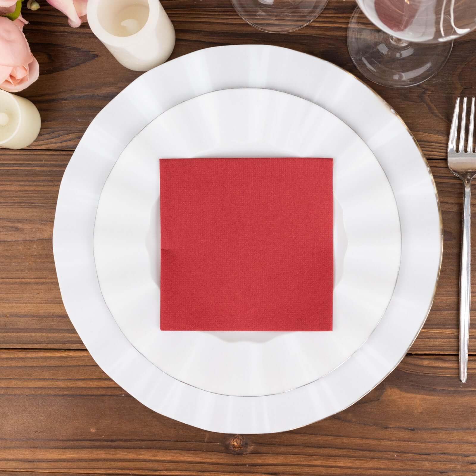 Efavormart 20 Pack Burgundy Soft Linen-Feel Airlaid Paper Beverage Napkins - Super Absorbent Disposable Cocktail Napkins for Weddings, Parties, and Home Entertaining