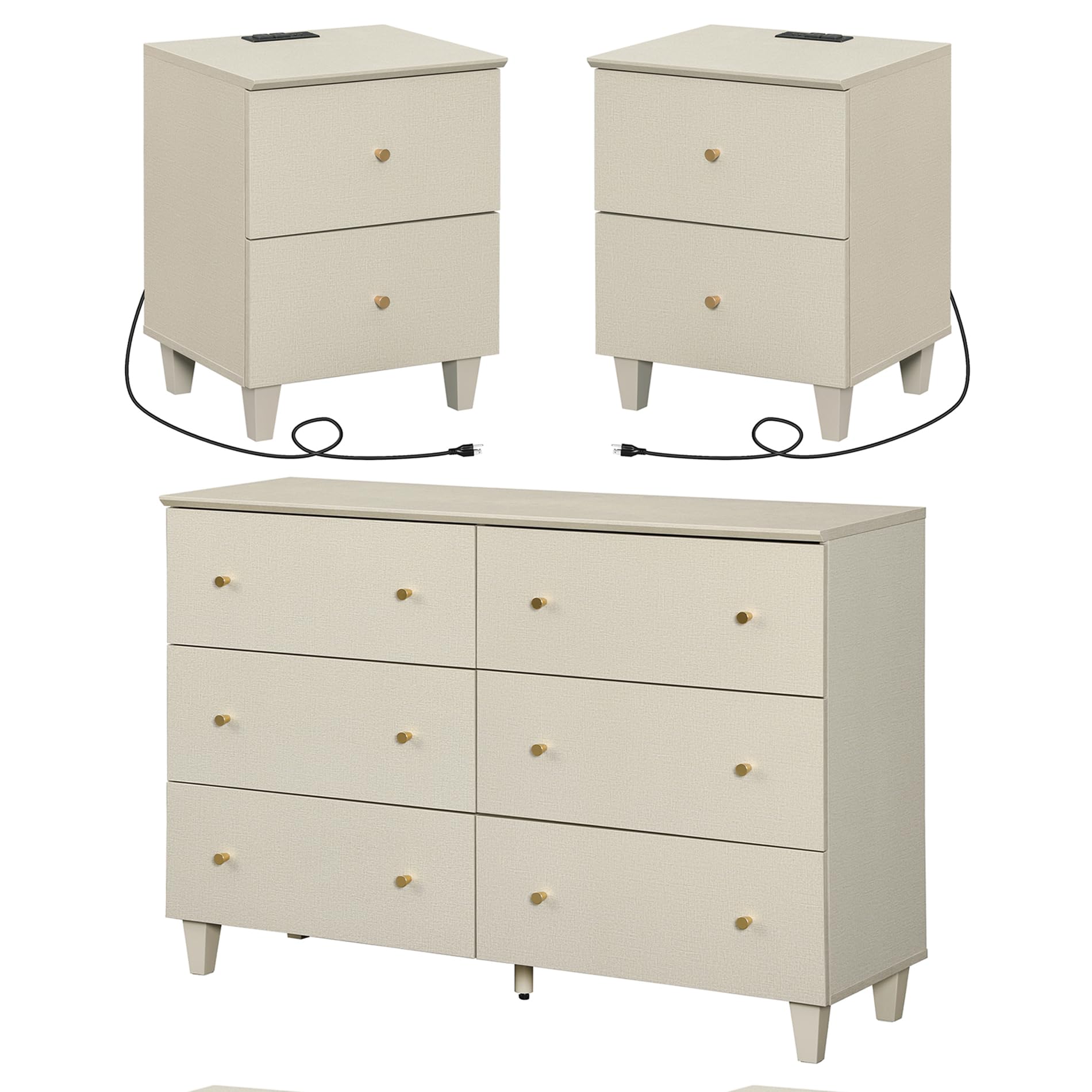 WAMPAT 3-Piece Dresser and Nightstand Set - 47.2
