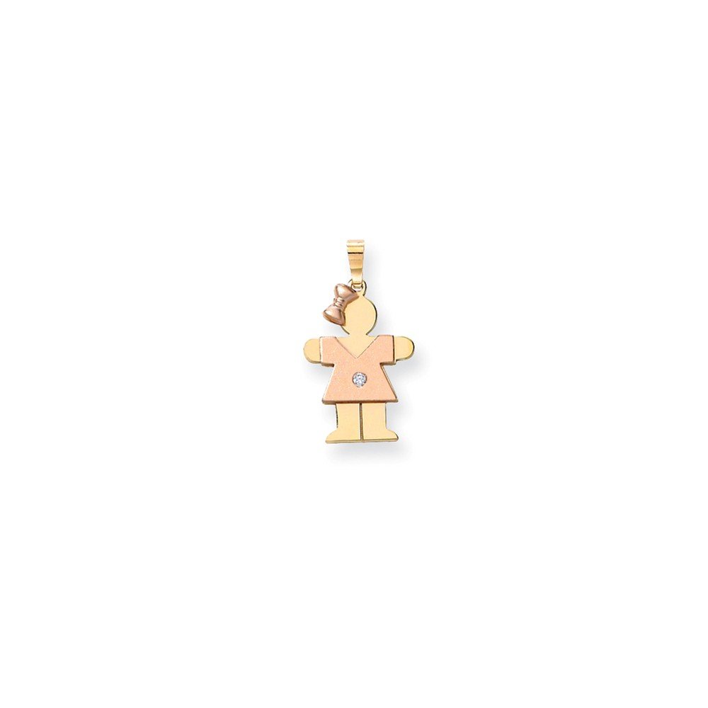14K Two-Tone AA Diamond Pendant for Kids - Elegant Necklace for Birthdays, Christenings & Special Occasions