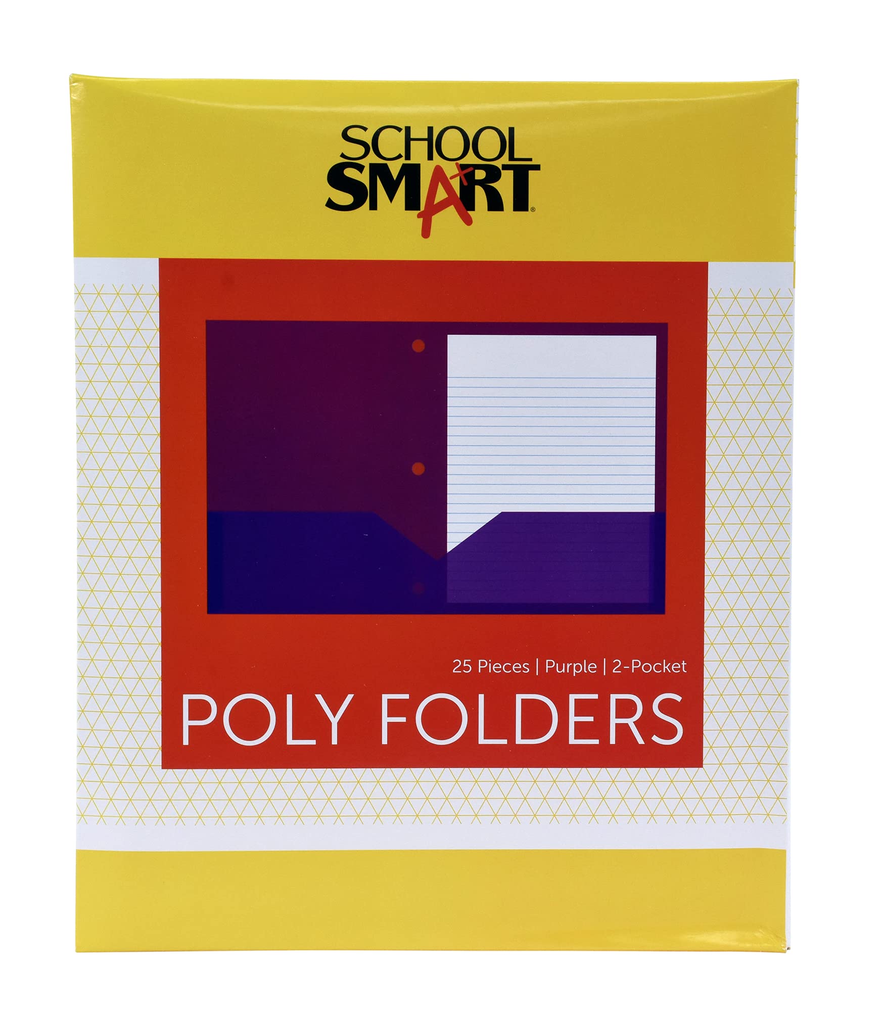 School Smart 2-Pocket Poly Folders with 3-Hole Punch - Purple (Pack of 25) | Durable Plastic Folders for Classroom Organization, Homework, and Document Storage