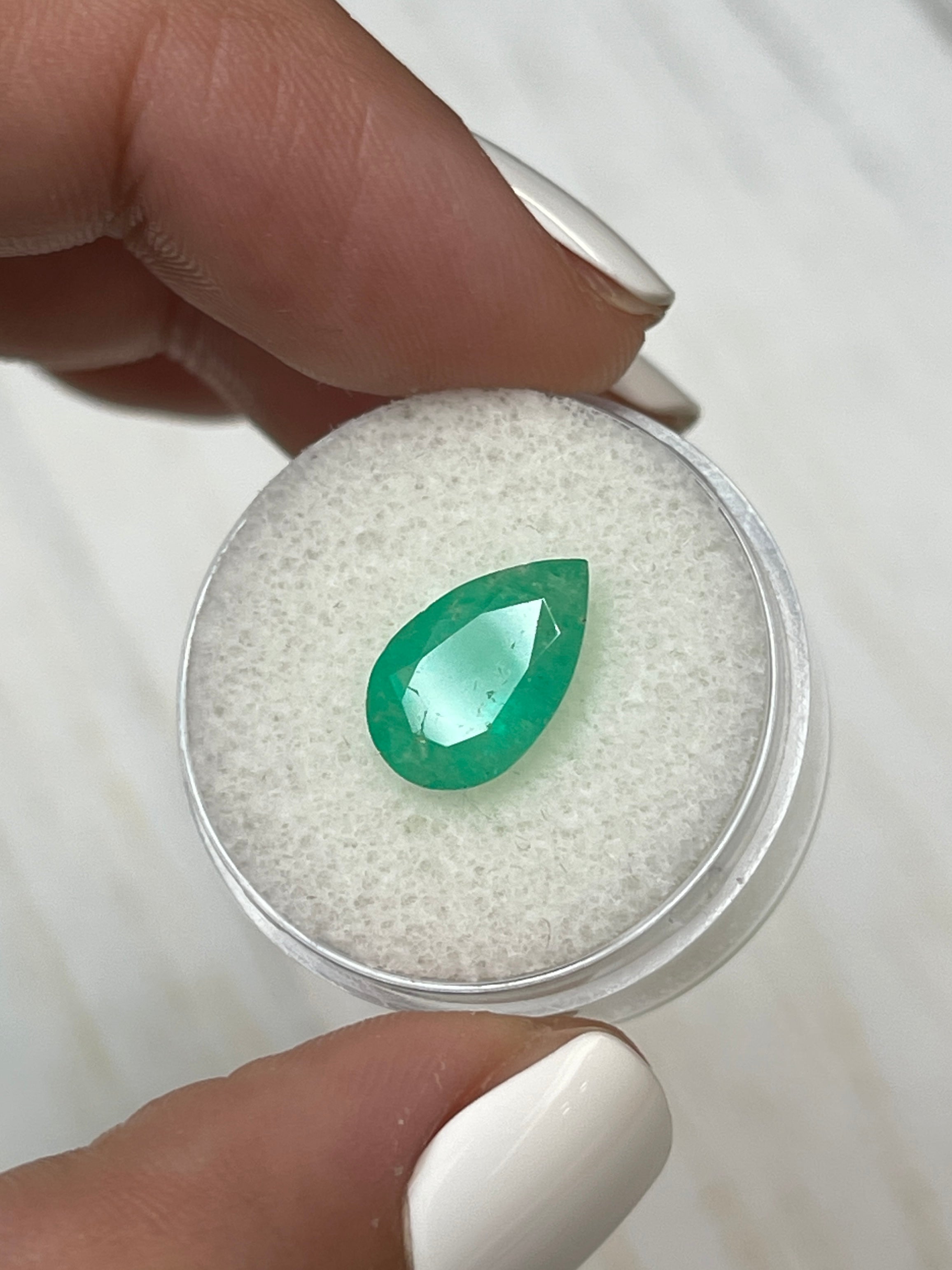 2.92 Carat Yellowish Green Natural Loose Colombian Emerald Pear Cut Gemstone for Jewelry Making, Engagement Rings & Luxury Gifts