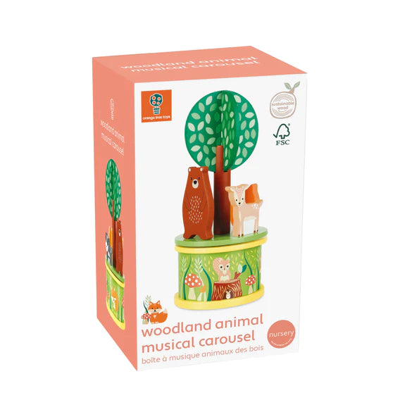 Woodland Musical Carousel - Handcrafted Wooden Baby Mobile with Soothing Lullabies - Perfect Nursery Decor for Newborns & Baby Showers - Ideal for Cribs, Playrooms & Gender-Neutral Nursery Themes