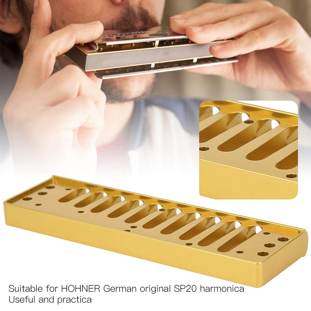 10 Holes Aluminum Alloy Blues Harmonica Comb with Pin - Gold & Silver Color Options (Gold) - Perfect for Blues Music, Harmonica Repair & Replacement Parts