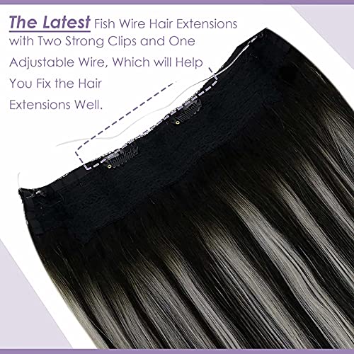 Premium Fish Line Halo Hair Extensions with Invisible Clips - Seamless 100% Human Hair Extensions for Length & Volume - Perfect for Weddings, Parties & Daily Styling