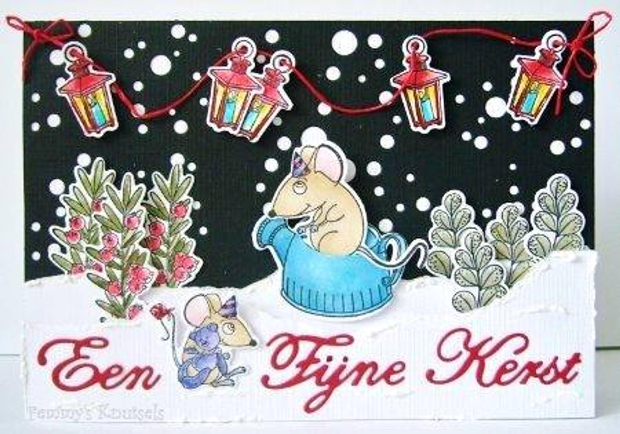 Nellie's Choice Rowan Dies with Clear Stamps - Christmas Mouse 2 Coffee Pot Crafting Die Set for Scrapbooking, Card Making & DIY Holiday Decorations