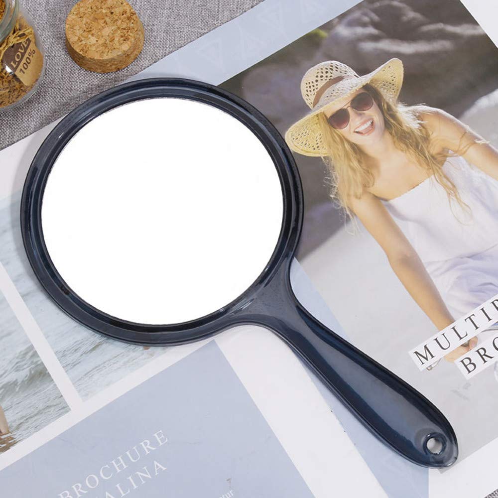 3X/1X Magnifying Makeup Hand Mirror - Double-Sided Travel Cosmetic Mirror with Acrylic Clear Finish, Large Round Handheld Mirror (Black) - Perfect for Home Vanity, Travel & Professional Makeup Application