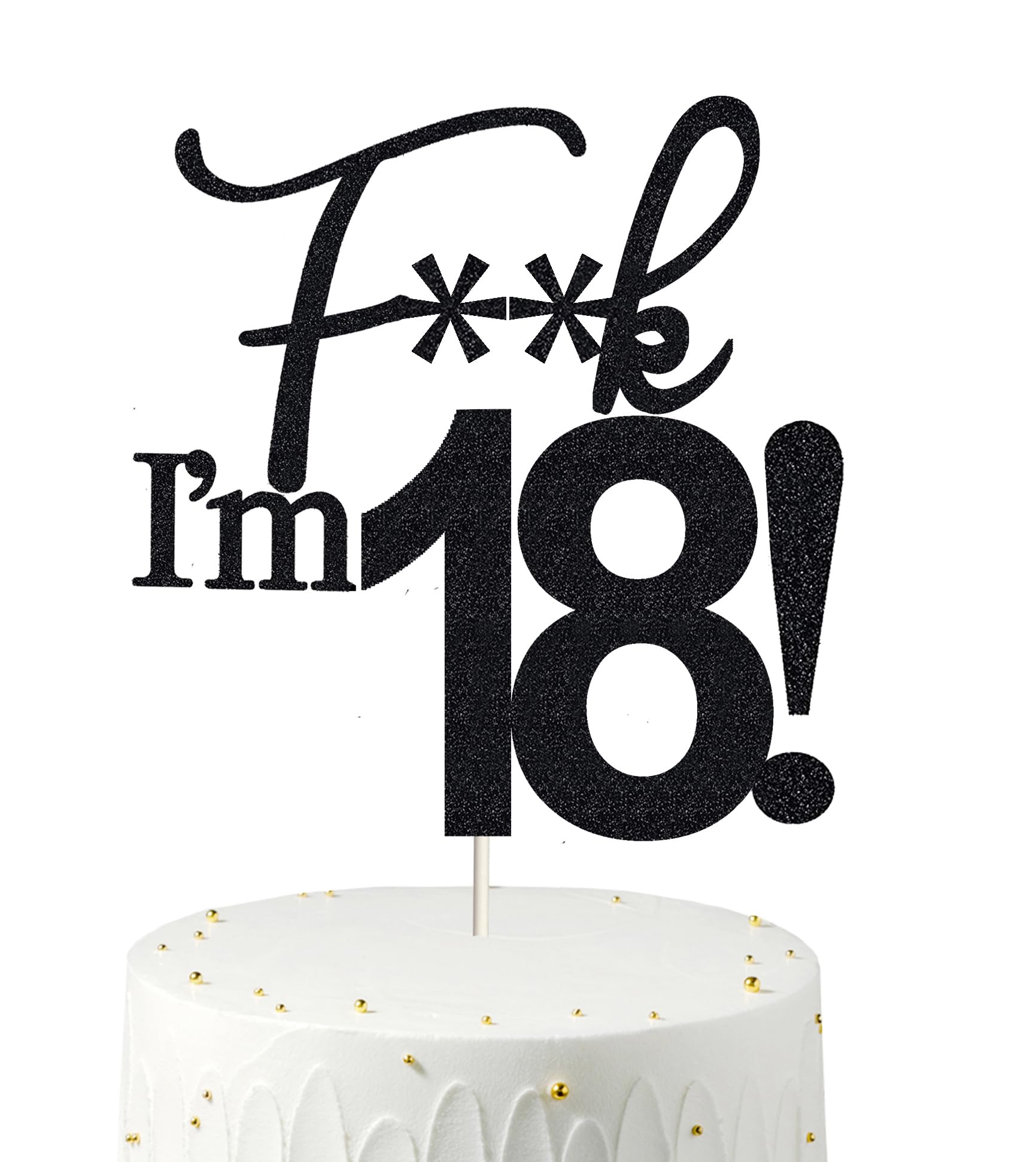 Black Glitter 18th Birthday Cake Topper - Elegant Number 18 Cake Decorations for Sweet 18 Party, Wedding & Anniversary Celebrations