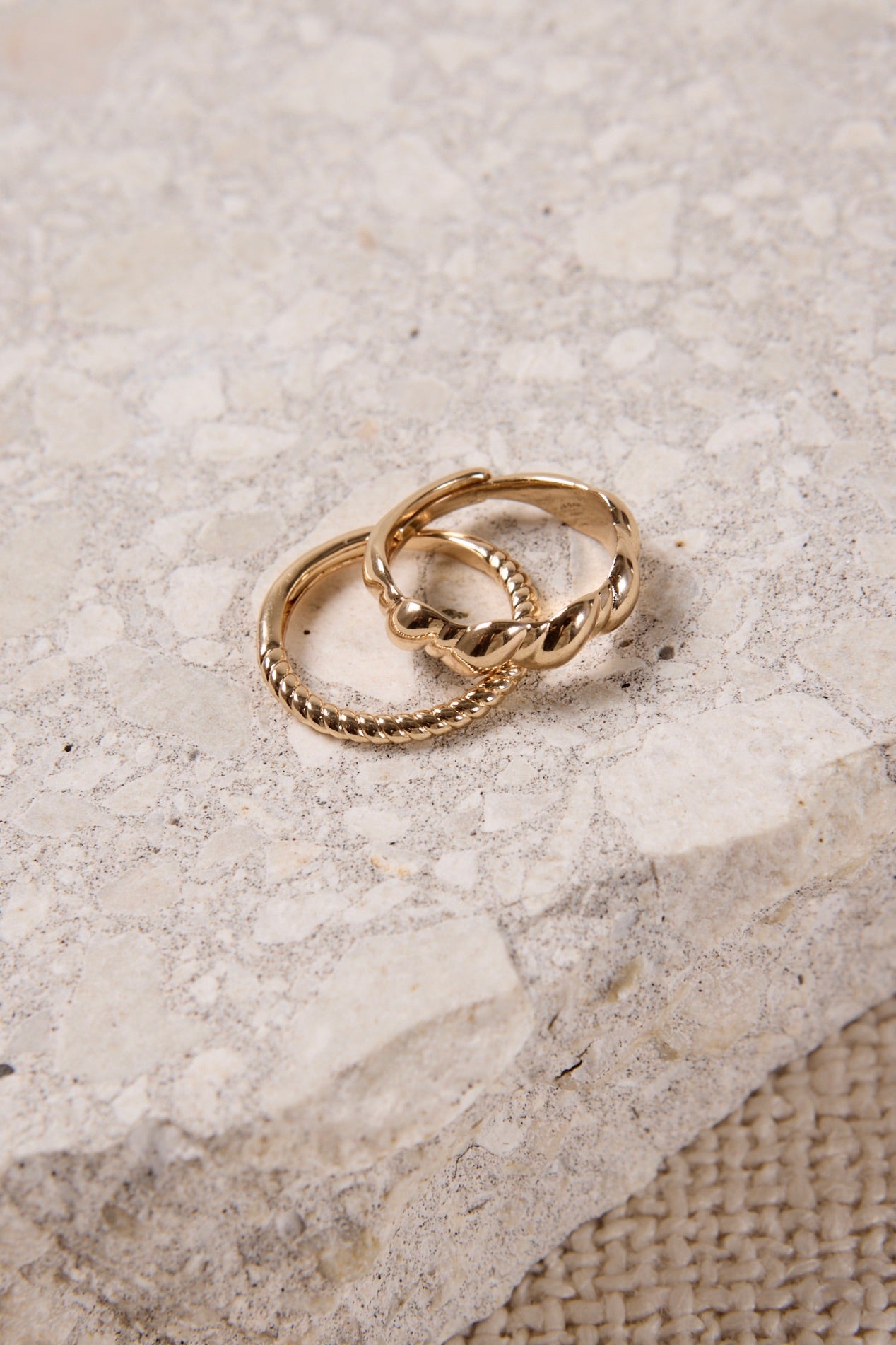 Double EOL Twist Gold Ring Set for Women - 14K Gold Plated Stackable Rings - Elegant Jewelry Gift for Valentine's Day, Anniversary & Special Occasions
