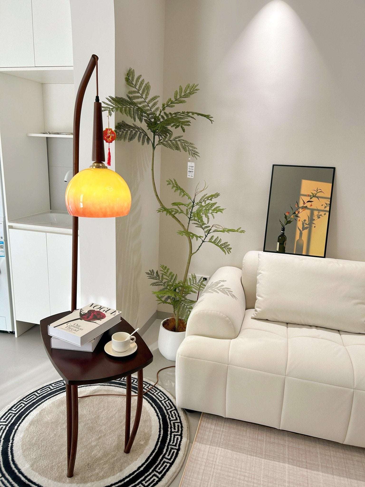 Modern Cantilever Wood Accent Floor Lamp - Adjustable Reading Light for Living Room, Bedroom & Office - Warm Ambient Lighting for Cozy Home Decor