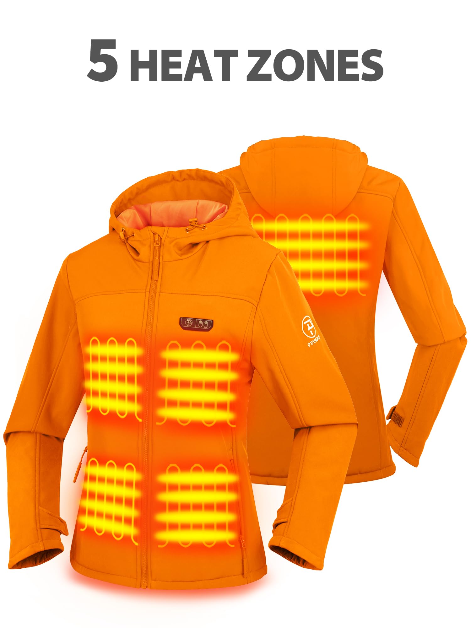 PTAHDUS Women's Heated Jacket with 5 Adjustable Heat Zones - Battery Included & Hand Warmer Pockets | Winter Warmth for Outdoor Activities, Commuting & Travel