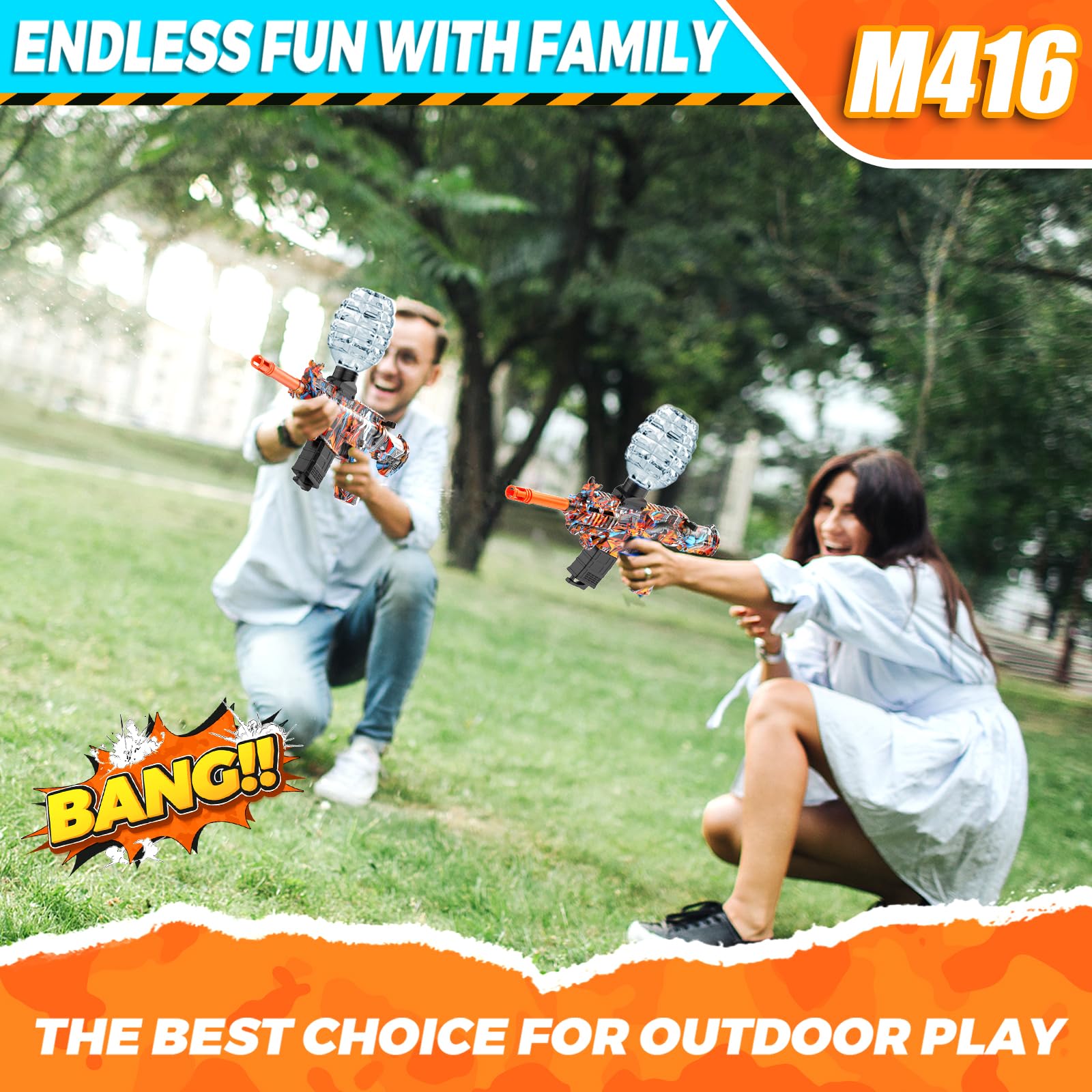 JANNIRESS Electric Gel Ball Blaster Toy - Eco-Friendly Splatter Ball Gun with Automatic Shooting for Outdoor Team Games & Activities (Brown) | Perfect for Backyard Battles, Birthday Parties & Group Fun