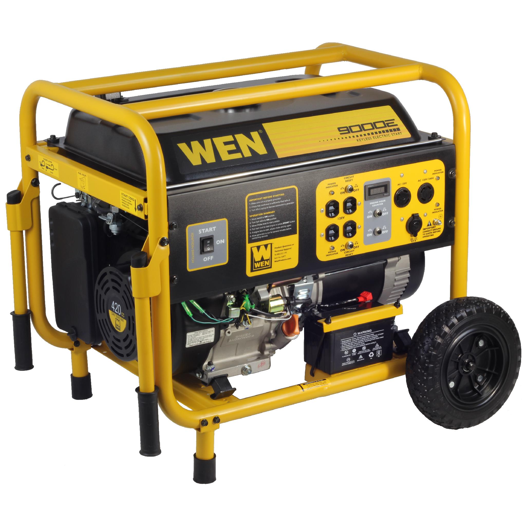 WEN 56877 9000 Watt Portable Electric Start Generator - Reliable Power Backup for Home, Camping & Emergency Use