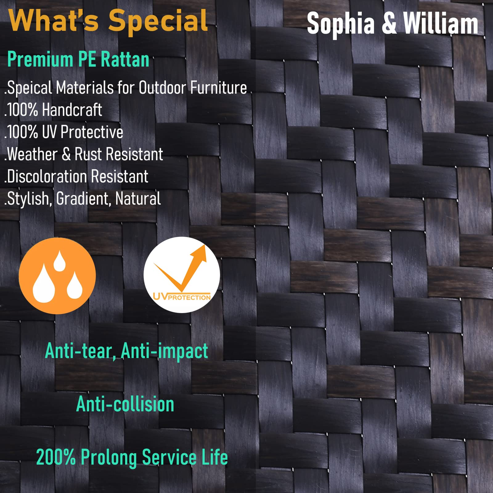 Sophia & William 9-Piece Outdoor Dining Set - Weather-Resistant Rattan Wicker Patio Furniture with Expandable Metal Table & 8 Cushioned Chairs - Perfect for Garden, Backyard, Lawn & Outdoor Entertaining