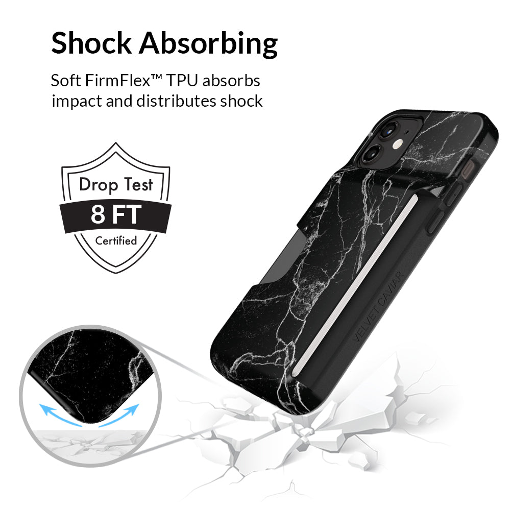 Premium Black Marble iPhone Wallet Case - Slim Protective Cover with Card Holder for iPhone [Model] | Perfect for Everyday Use, Travel & Business (e.g. iPhone 13/14/Pro)