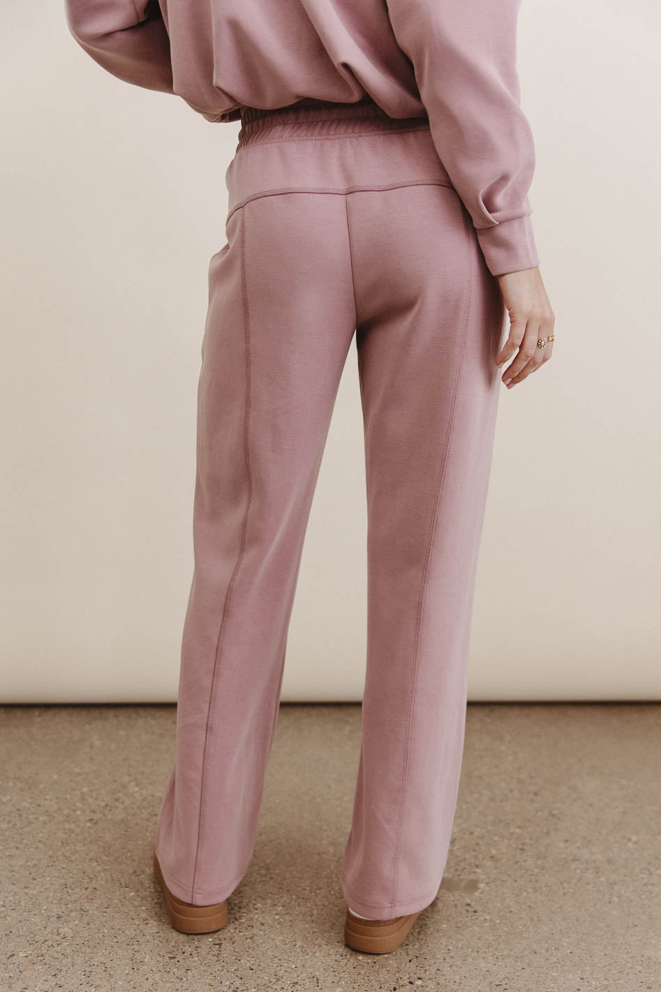 Women's Mauve Wide Leg Pants for Yoga & Lounge - High Waisted Comfortable Balance Trousers for Workout, Travel & Casual Wear