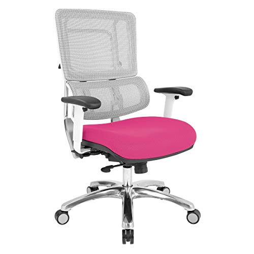 Polished Aluminum Base and Pink Mesh Seat