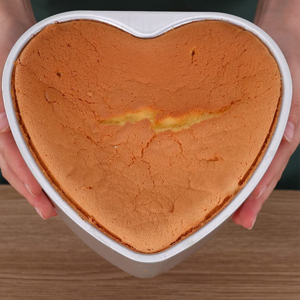 HEMOTON 8-Inch Heart Shaped Cake Pan with Removable Bottom - Non-Stick Aluminum Baking Pan for Valentine's Day, Anniversary, Birthday Cakes - Perfect for Home Bakers and Professional Chefs
