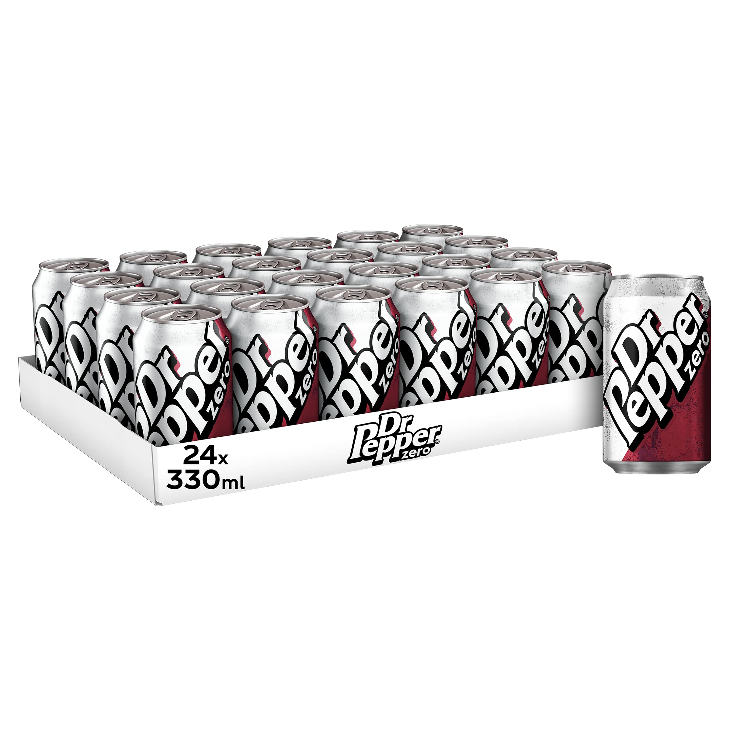 Dr Pepper Zero Sugar Soda - 12 Pack of 330ml Cans, Zero Calorie Carbonated Soft Drink with Fruity Flavor - Perfect for Parties, BBQs & Refreshment at Home or Office