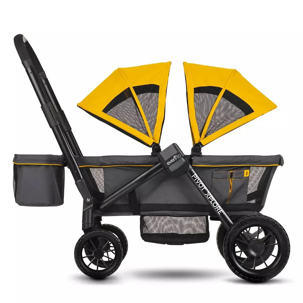 Pivot Xplore All-Terrain Double Stroller Wagon - Adventurer Gray | Heavy-Duty Off-Road Baby Stroller for Hiking, Beach & Outdoor Adventures