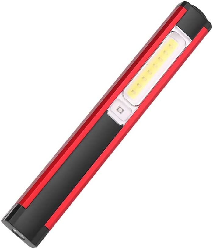 COB LED Flashlight - USB Rechargeable Work Light with Red/White Dual Light & 4 Modes | Bright Inspection Torch for Construction, Camping, Emergency & Outdoor Activities | Energy Saving Portable Work Lamp