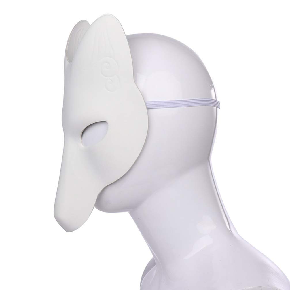 PRETYZOOM DIY Fox Mask - Blank Kitsune Kabuki Mask for Halloween Cosplay, Masquerade Party & Photo Props | Japanese Style PU Fox Costume Accessory for Women & Men | Perfect for Cosplay Events, Theater Performances & Themed Parties