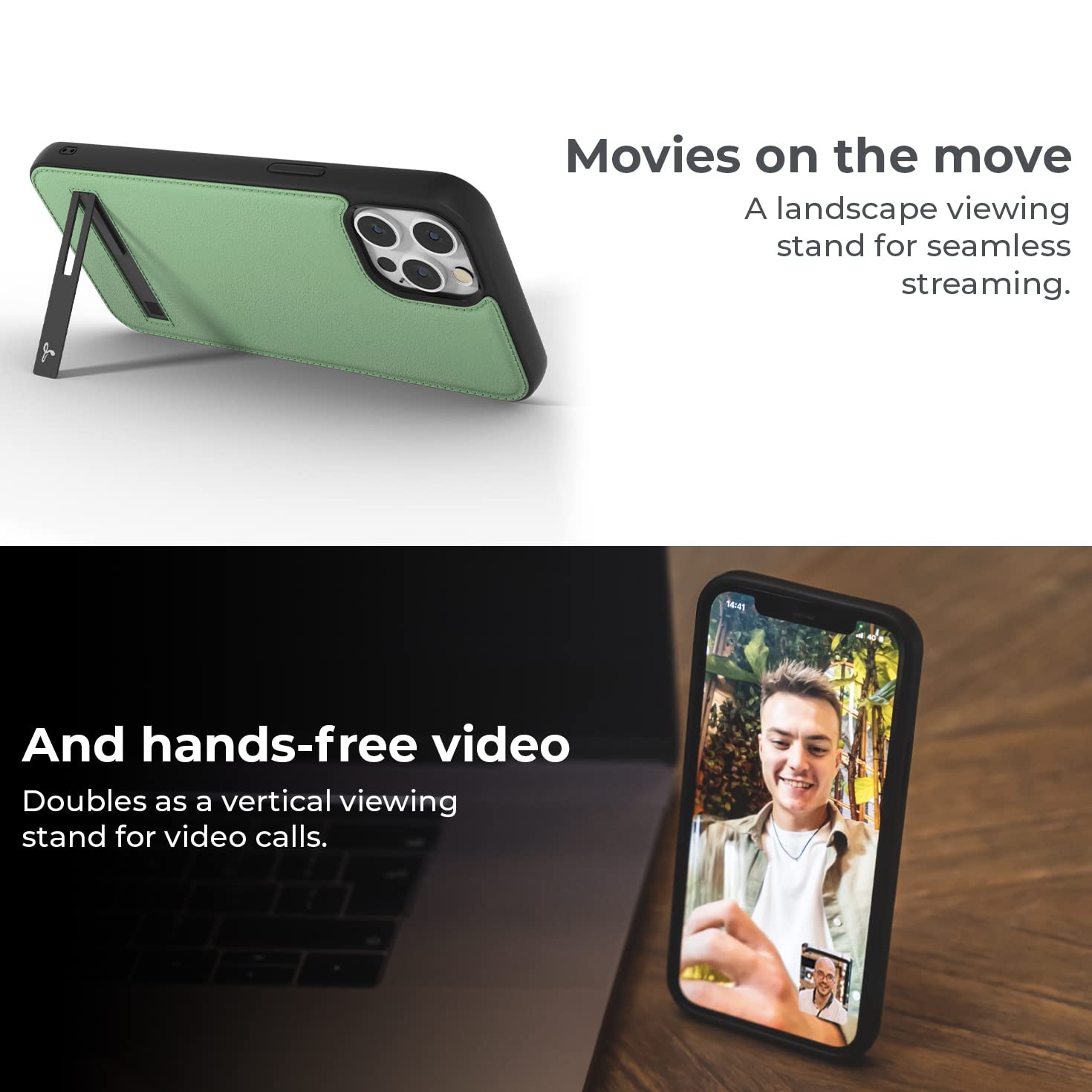 Premium Genuine Leather iPhone 12 Pro Max Case with Kickstand & MagSafe Compatible | Snakehive Metro Leather Phone Cover | Perfect for Work, Travel & Daily Protection (Green)