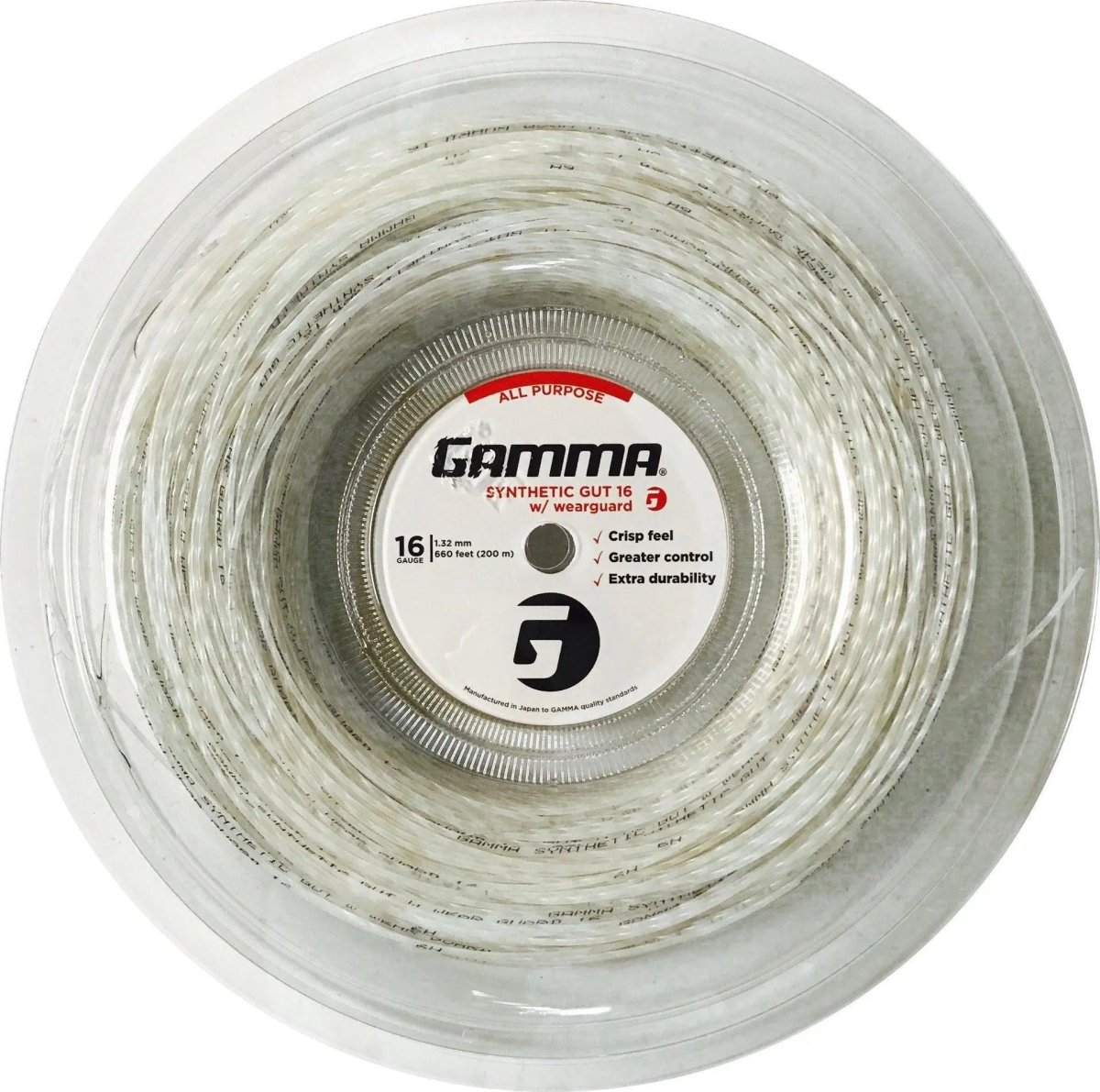 Gamma Synthetic Gut Wearguard 16 String Tennis Racket String - 660 ft Reel for Durability & Performance | Perfect for Tennis Players & Coaches | Ideal for Stringing Machines & Court Play