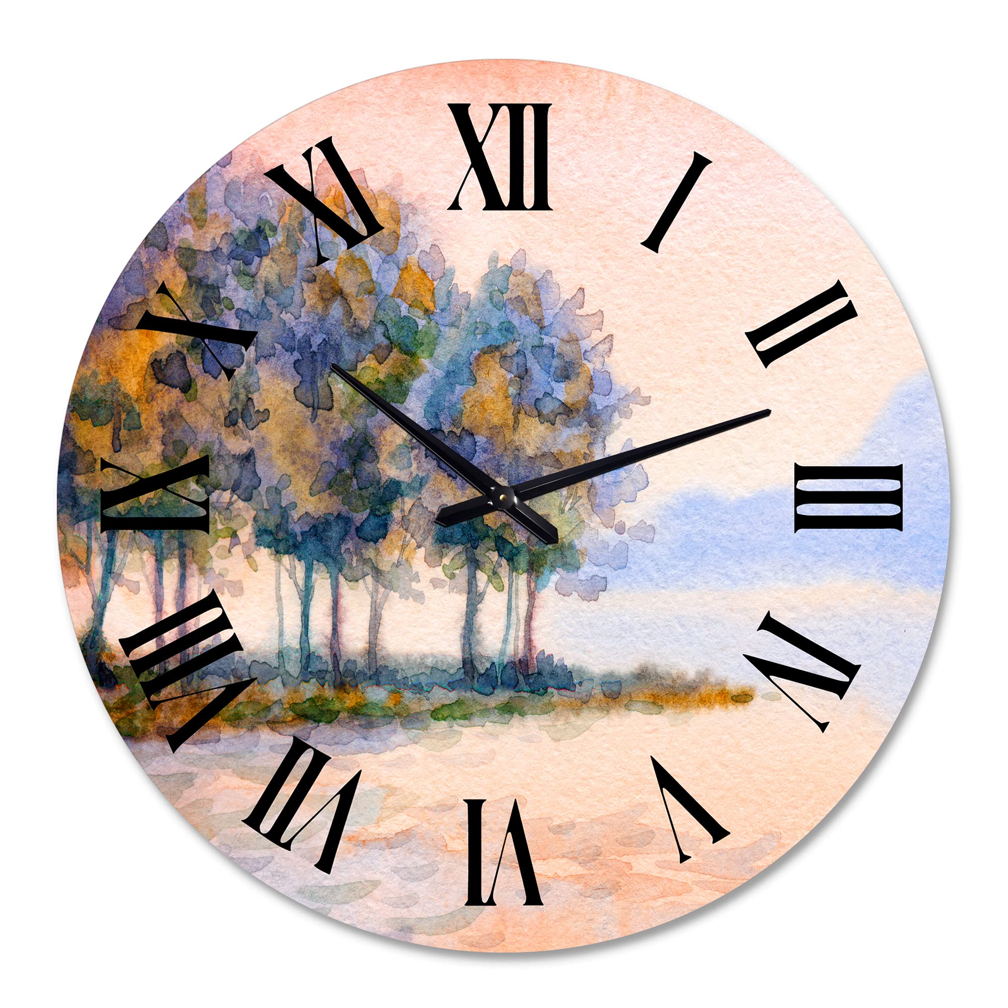 Sunset Over The Lake II - Large Traditional Wall Clock with Nature Landscape Design for Home & Office Decor | Perfect for Living Room, Bedroom or Workspace