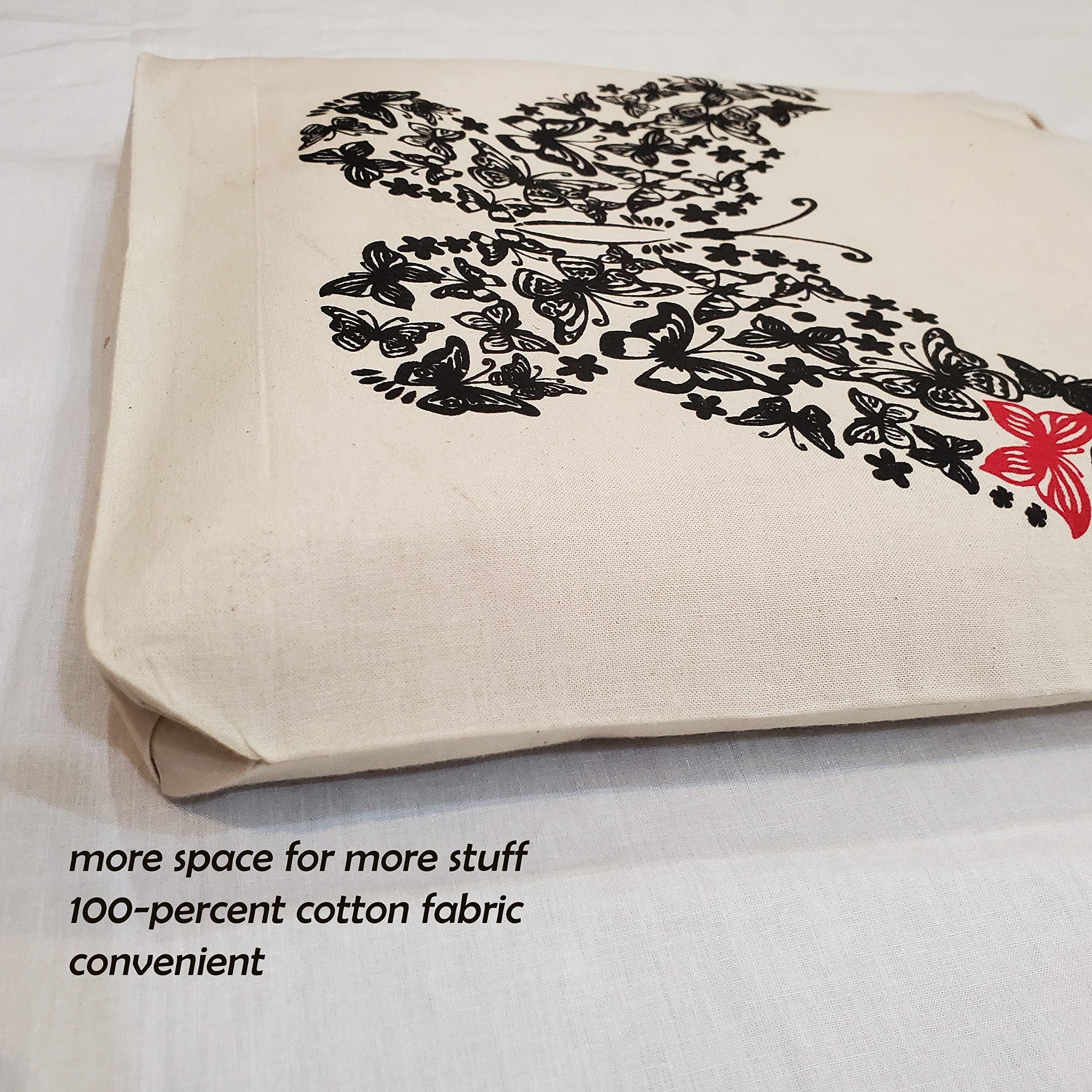 4-Pack Aesthetic Cute Butterfly & Kitty Printed Canvas Tote Bags for Women & Girls - Perfect for Work, Beach, Travel, Shopping & Grocery