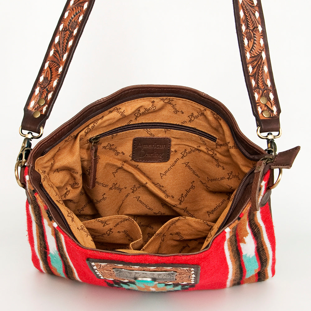 American Darling ADBGA271A Genuine Leather Western Crossbody Bag - Hand Tooled Saddle Blanket Design Women's Purse for Cowgirl Style & Everyday Use