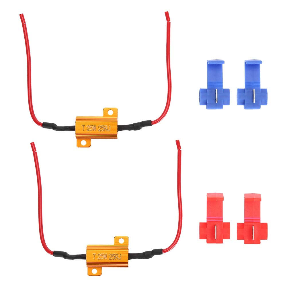 2Pcs 25W 25Ω LED Decoder Resistor for Car - Anti Hyper Flash Error Free Blinker Load Resistor | LED Turn Signal Fix | Compatible with Most Vehicles | Perfect for LED Conversion & Hyper Flash Elimination