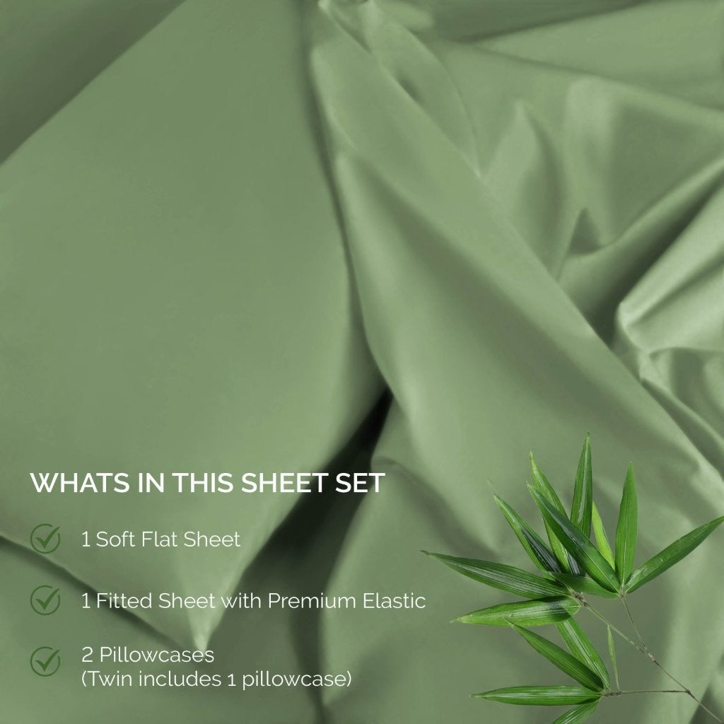 300 Thread Count Rayon Bamboo Deep Pocket Sheet Set - Ultra Soft & Breathable Bed Sheets for Queen Size Mattress - Perfect for Hot Sleepers & All-Season Comfort