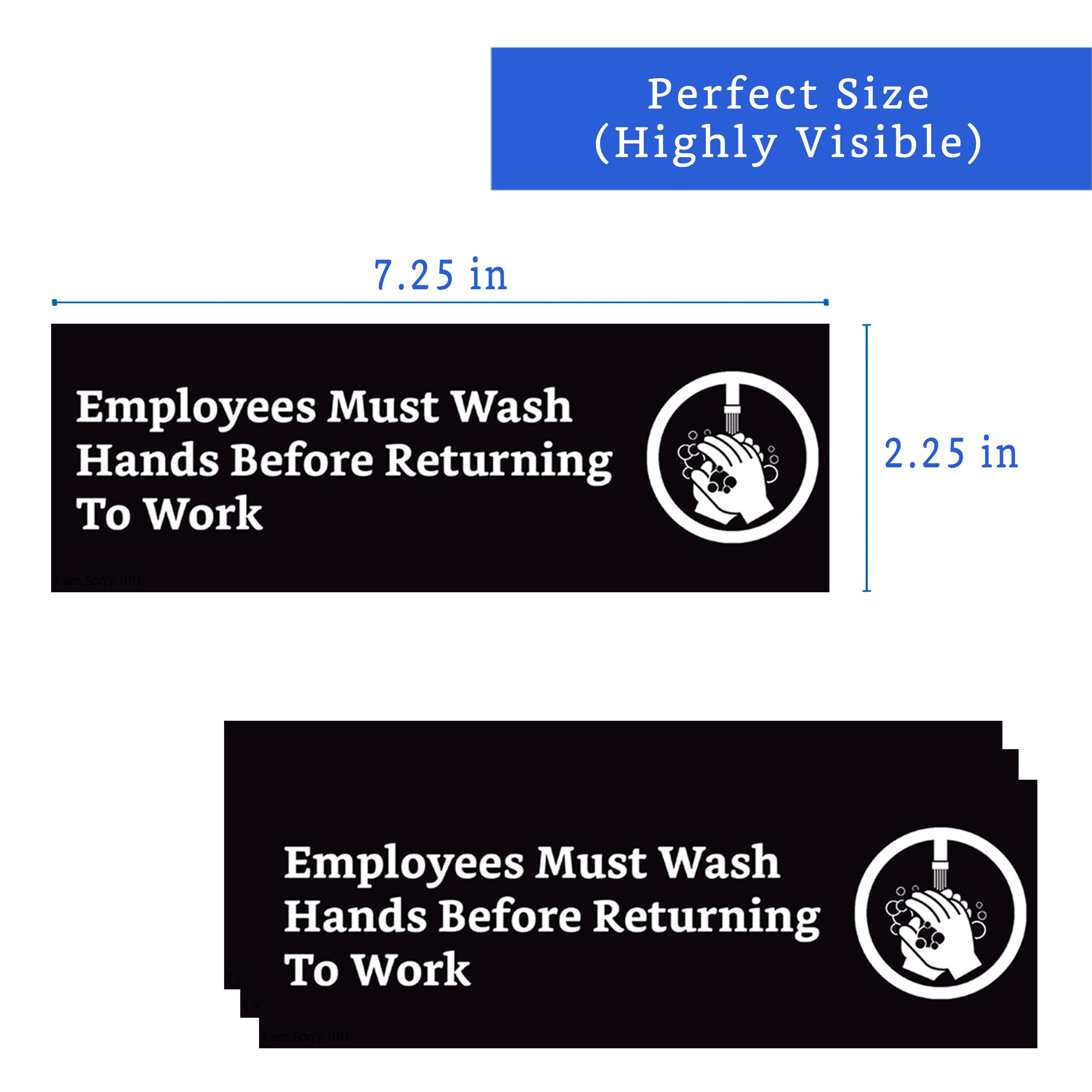 Employees Must Wash Hands Sign (4 Pack, 7.3