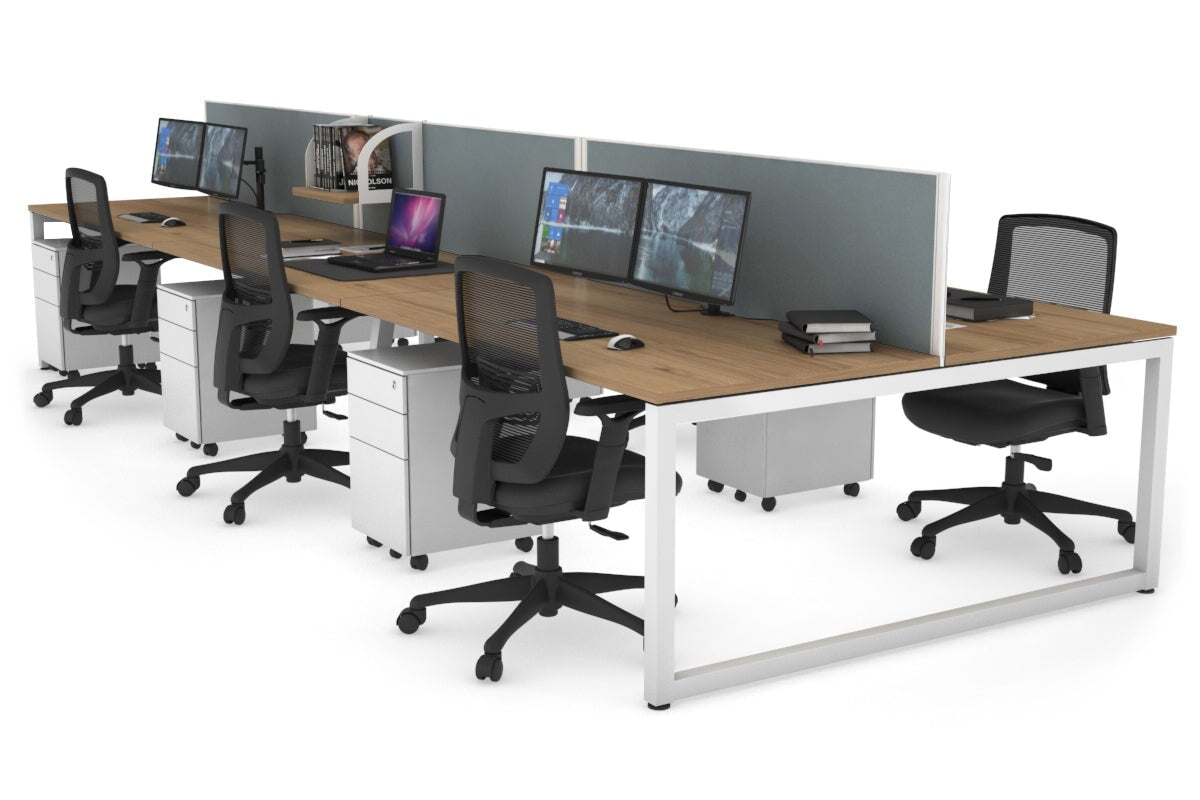 Quadro Loop Legs 6-Person Office Workstation Desk - 1800L x 800W with Cable Management | Modern Collaborative Workspace Solution for Team Projects & Open Office Layouts