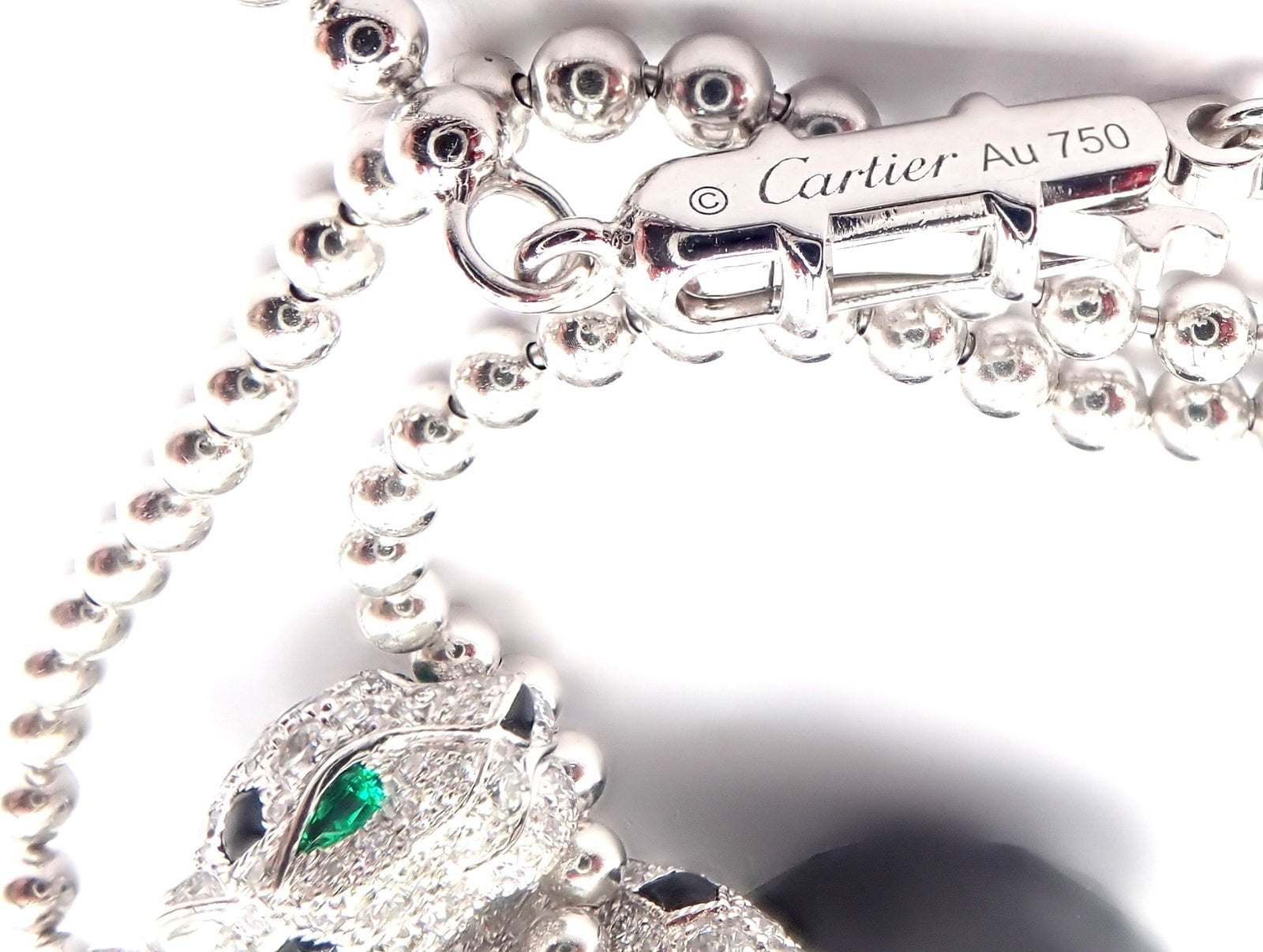 Cartier Panthere 18k Gold Diamond Emerald Onyx Pendant Necklace - Luxury Jewelry for Women, Perfect for Evening Gala & Special Occasions