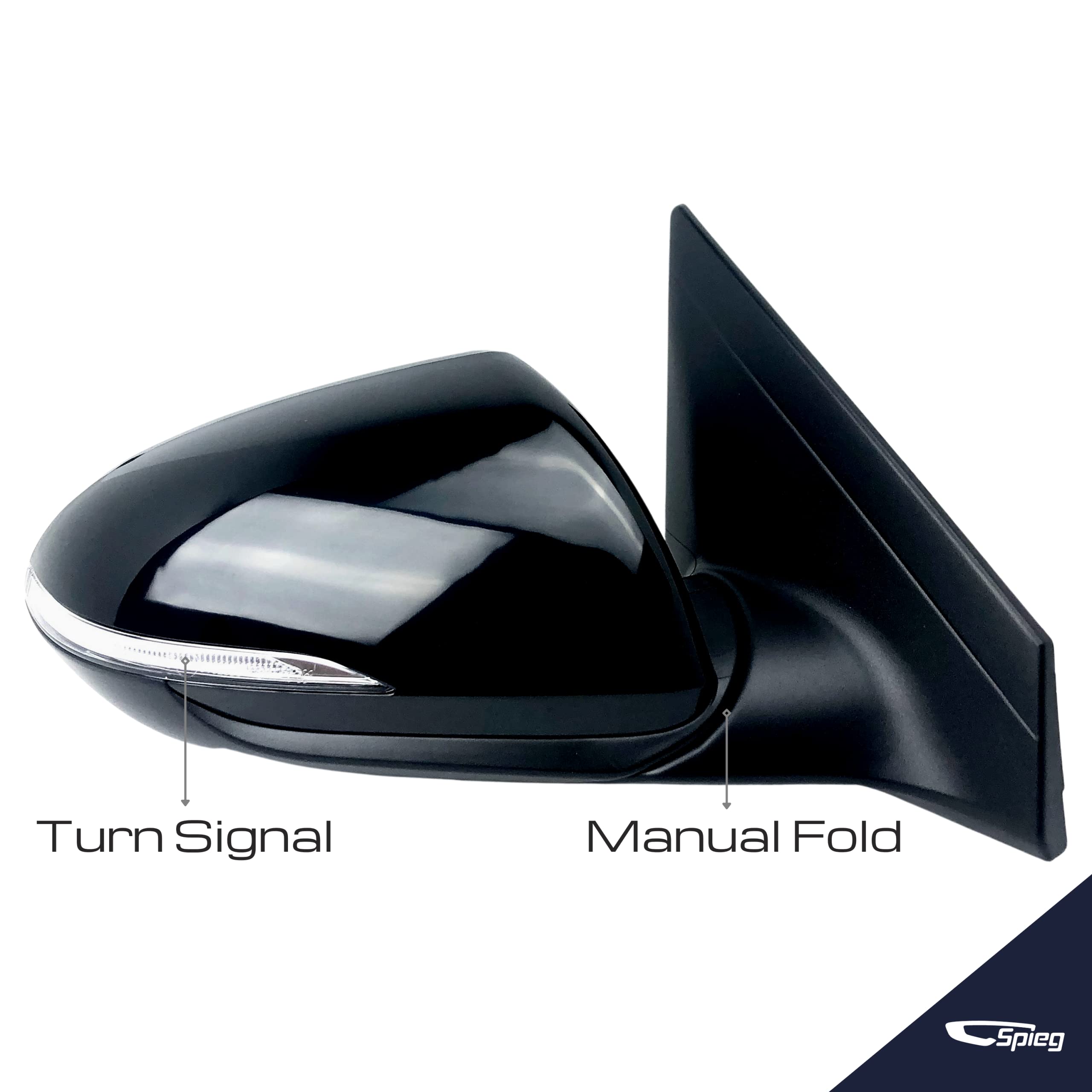 Spieg HY1321232 Passenger Side Mirror Replacement for Hyundai Elantra 2017-2018 - Power Heated Turn Signal with Blind Spot Monitoring, Paintable Black 8PIN (Right Side) - Perfect for Winter Driving and Enhanced Safety
