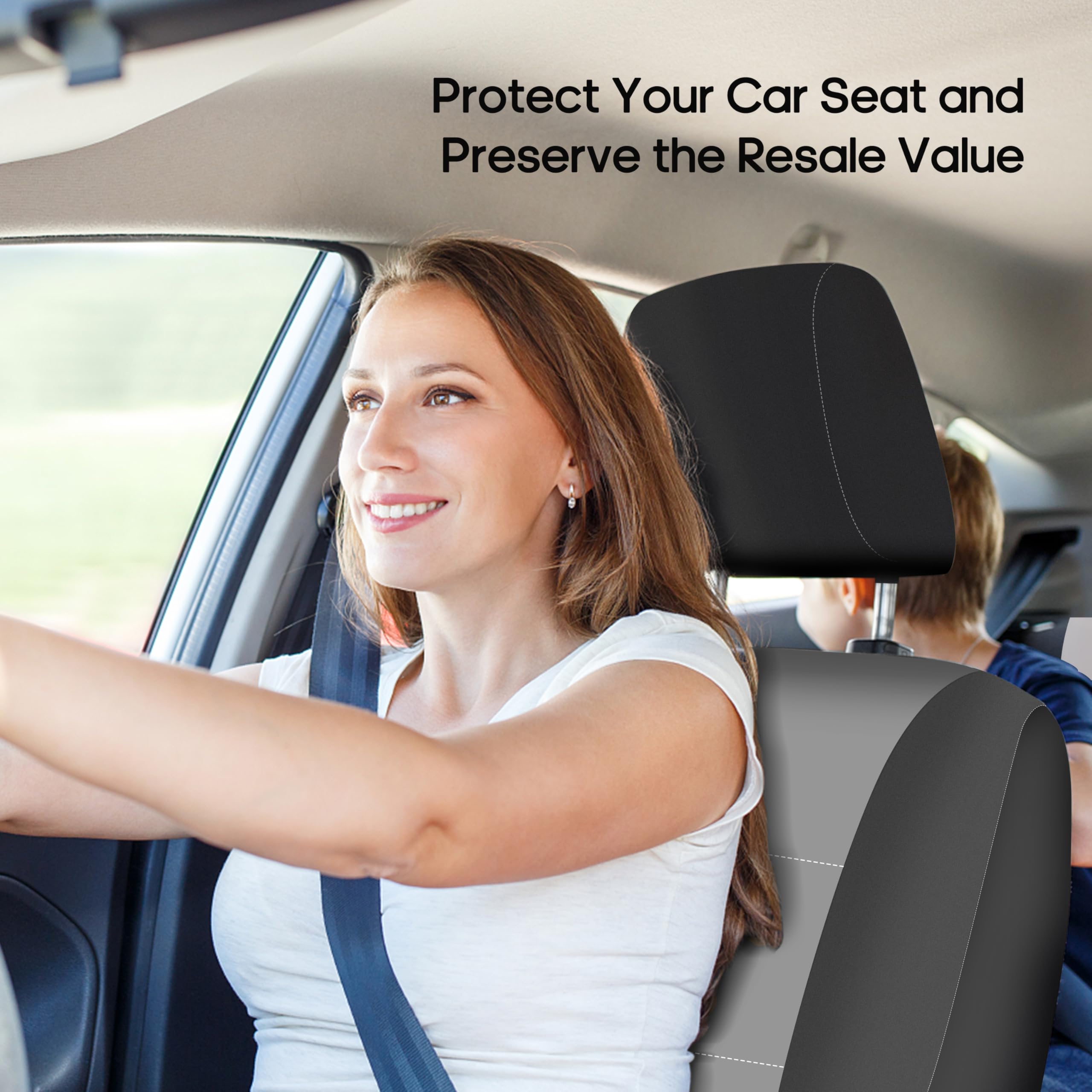 Premium Neoprene Car Seat Covers Full Set - Universal Fit for SUV, Sedan, Truck | Airbag Compatible, Washable & Durable | Low Back Front & Split Bench Rear Seat Covers | Perfect for Daily Commute, Road Trips & Family Travel (Gray)