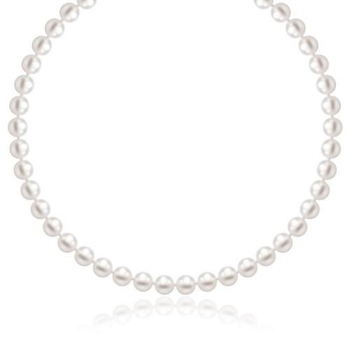 14K Yellow Gold Pearl Necklace - 6.0-6.5mm White Freshwater Cultured Pearls, 16 Inch Chain - Elegant Bridal Jewelry & Gift for Women