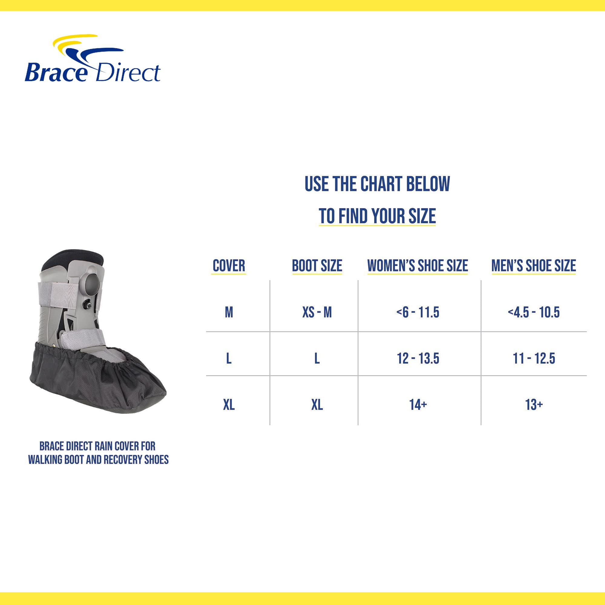 Brace Direct Rain Cover for Walking Boot & Recovery Shoes - High Elastic Waterproof Protector, Slip-Resistant Design for Dry & Clean Feet | Perfect for Hiking, Outdoor Activities & Post-Surgery Recovery