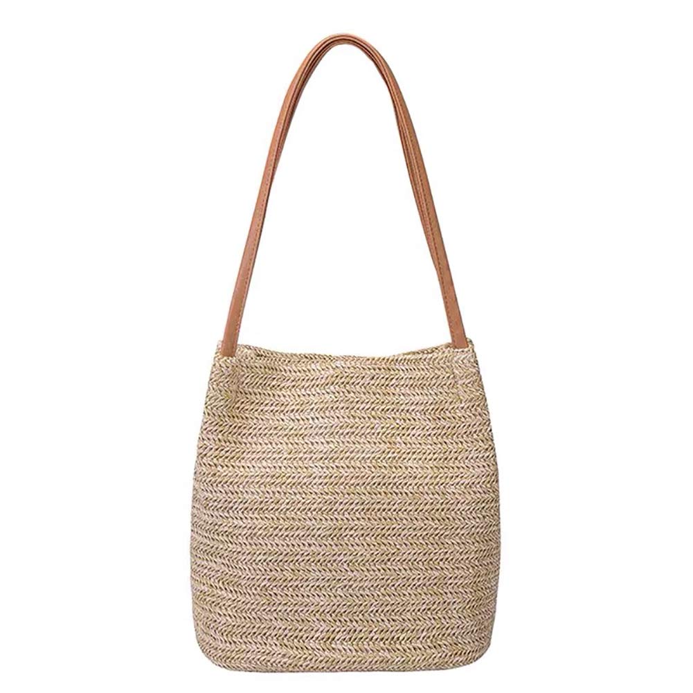 Aphoraeny Straw Beach Bag - Large Woven Tote Handbag for Women, Summer Shoulder Purse with Bucket Design, Perfect for Pool, Vacation, and Outdoor Activities