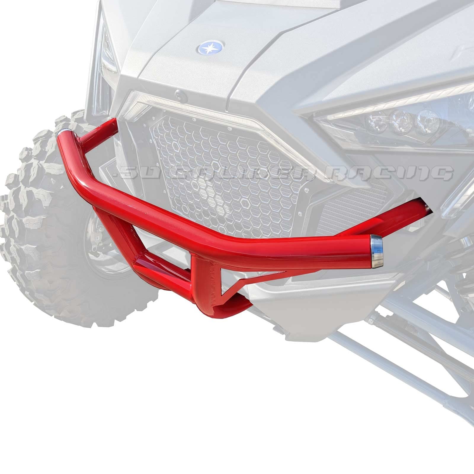 50 Caliber Racing Red Front Bumper for Polaris RZR Pro XP & XP4 (2020+) - Compatible with 2 & 4 Seater Models, Light Bar Tabs Included - Perfect for Off-Roading, Trail Riding & UTV Adventures