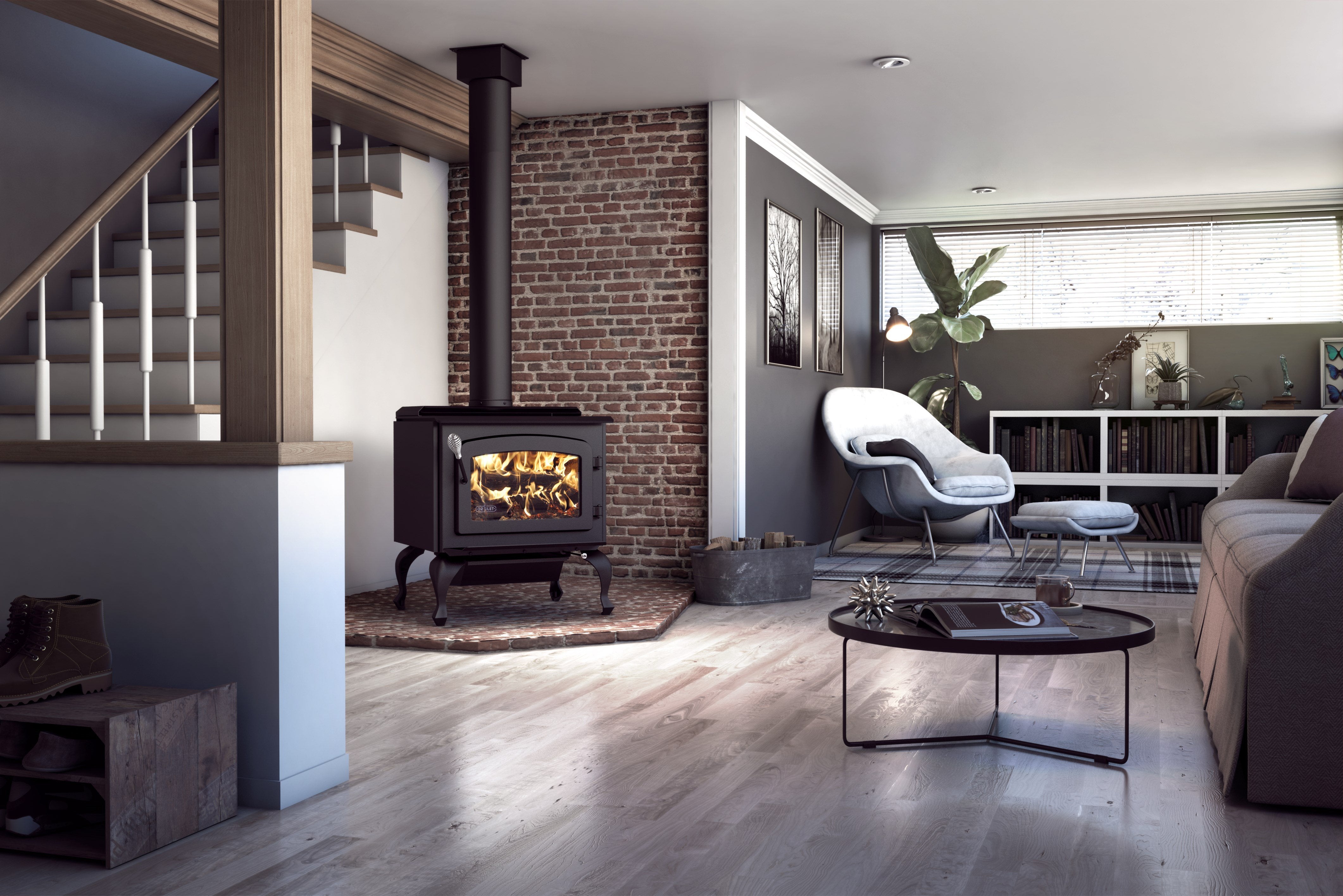 Drolet Escape 1800 EPA Certified Wood Stove - 2,100 Sq. Ft. Heating Capacity with Black Door & Legs - Perfect for Cabins, Homes & Outdoor Living Spaces
