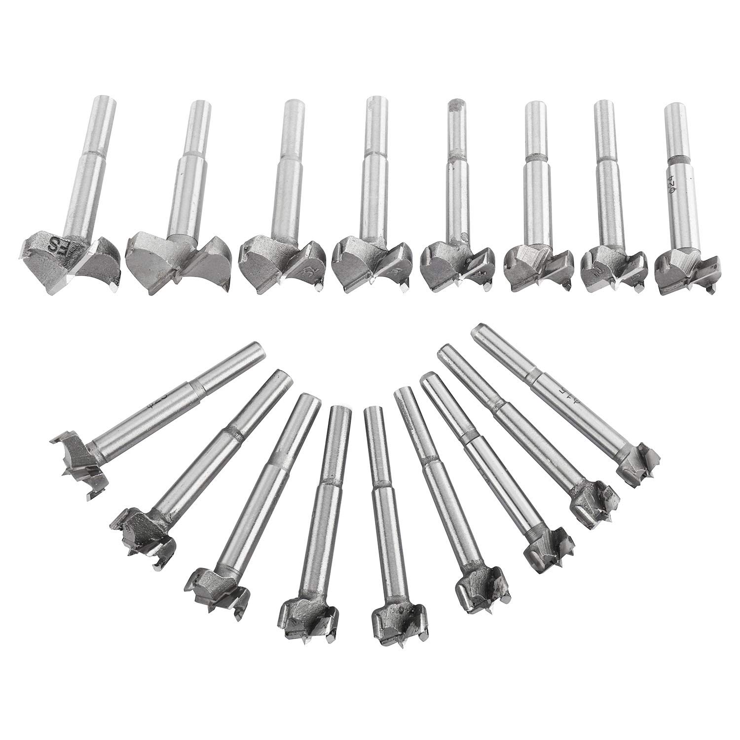 KUNTEC 17Pcs Forstner Bit Set - 15-38mm Carbon Steel Wood Drill Bits for Woodworking, Hole Saw Kit & Auger Opener - Perfect for Cabinetry, Furniture Making & DIY Wood Projects