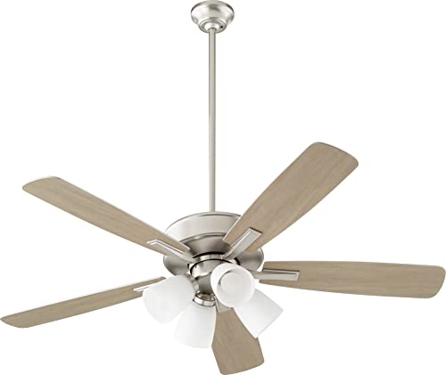 4525-465 Ovation 52 Inch Ceiling Fan with LED Light Kit, Brushed Nickel Finish - Perfect for Living Room, Bedroom and Outdoor Covered Patio