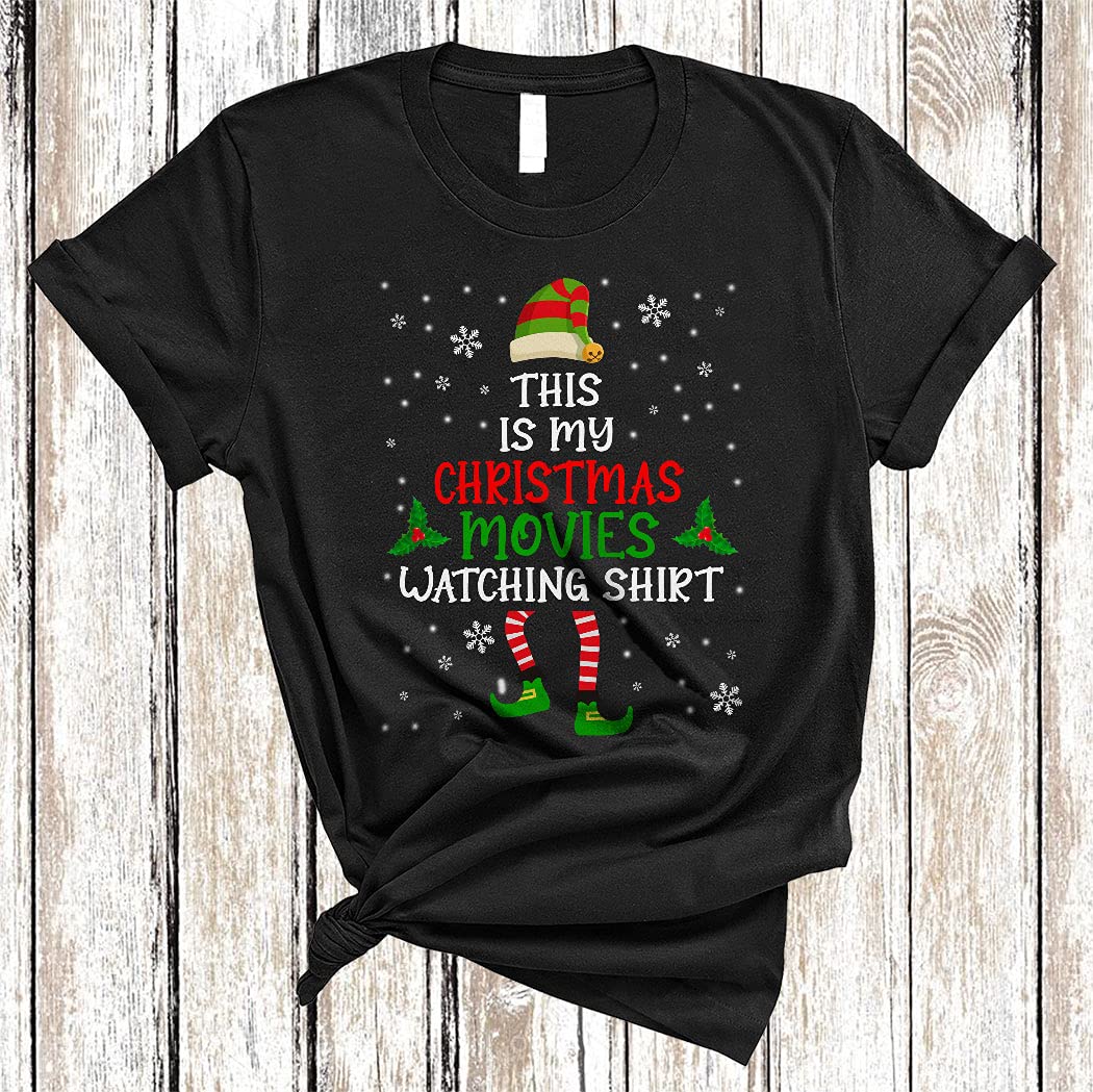 Funny Christmas Movies Watching Shirt - Elf Lover Xmas T-Shirt for Family & Friends | Unisex Holiday Gift for Movie Nights & Christmas Parties