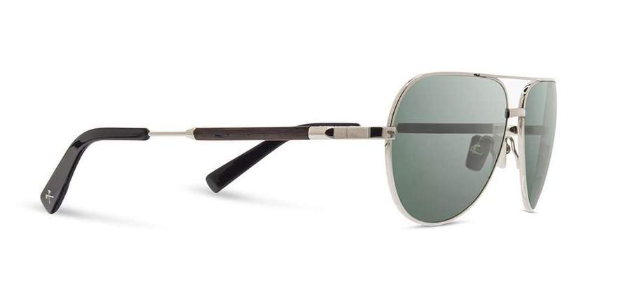 Shwood Redmond Metal Sunglasses - Silver Titanium Frame with Ebony Wood Accents & G15 Lens | Polarized UV Protection for Outdoor Activities, Driving, and Fashion