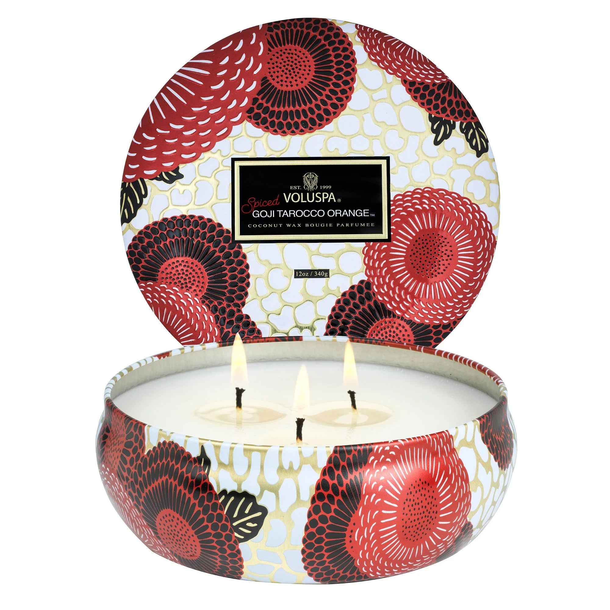 Premium 3-Wick Scented Candle - Spiced Goji Tarocco Orange Fragrance | Long-Lasting Soy Wax Candle for Home, Relaxation & Aromatherapy | Perfect for Living Room, Bedroom & Spa Ambiance