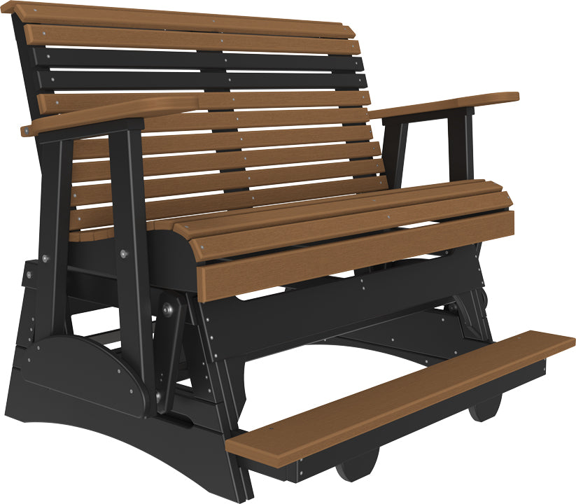 LuxCraft 4 Foot Plain Balcony Glider Chair - Outdoor Patio Swing for Relaxing on Porch, Deck or Garden