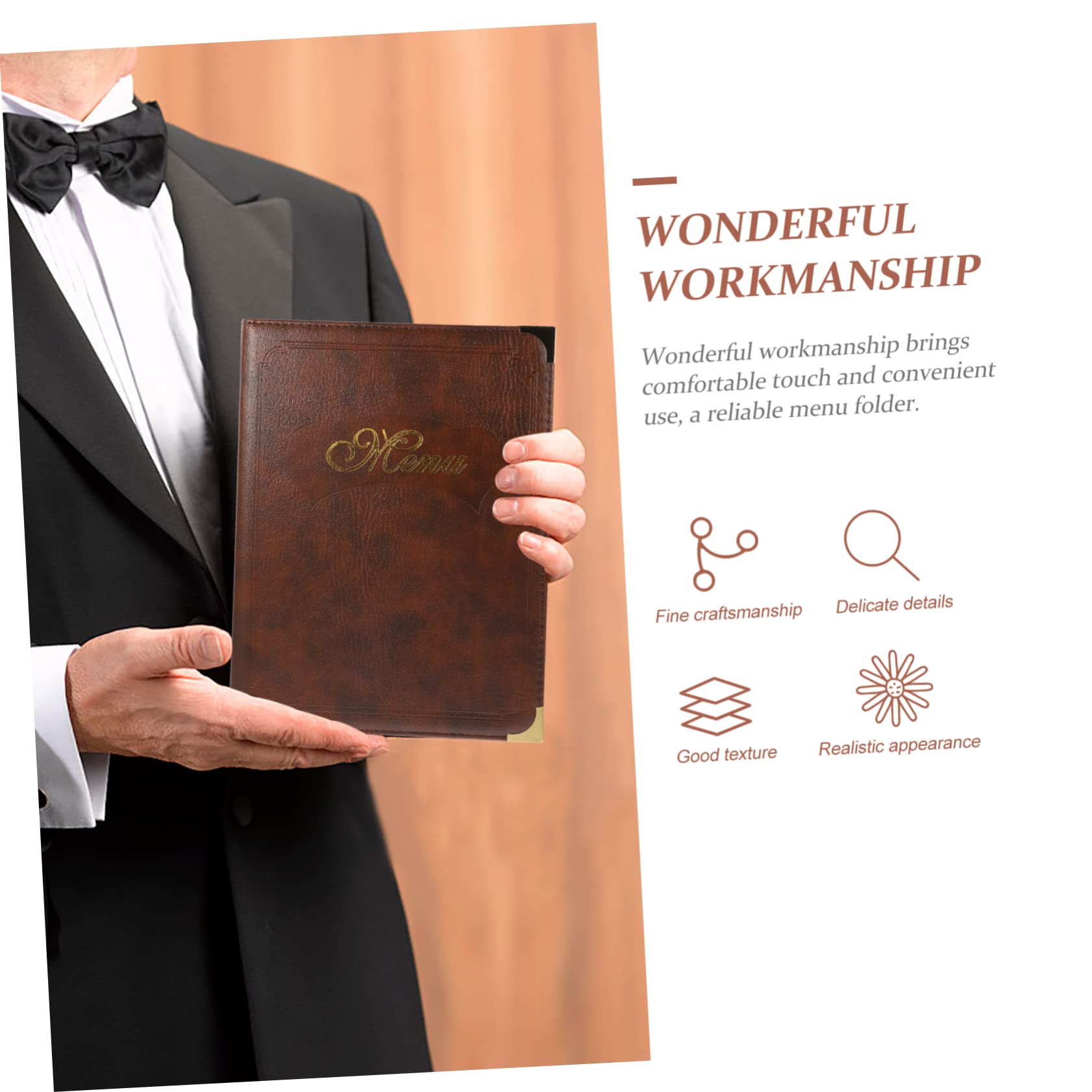 Premium Leather A4 Menu Holder - Restaurant Guest Check & Order Display Stand - Durable Leather Menu Book Cover for Tabletop Use - Ideal for Cafes, Bars, and Fine Dining Establishments